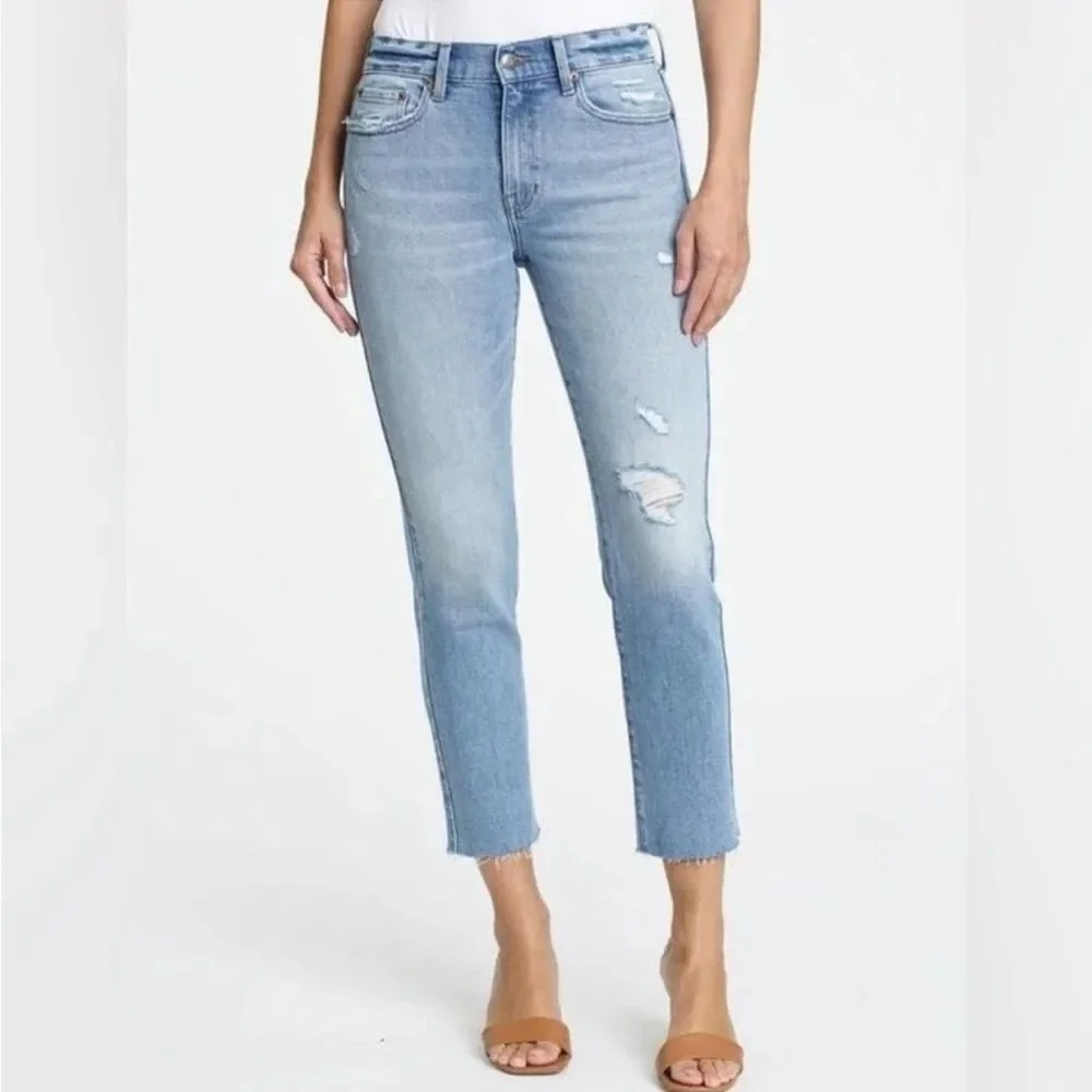 Pistola Monroe High Rise Slim Straight Cigarette Raw Hem in Dolores Park Wash 26 - Picture 2 of 13